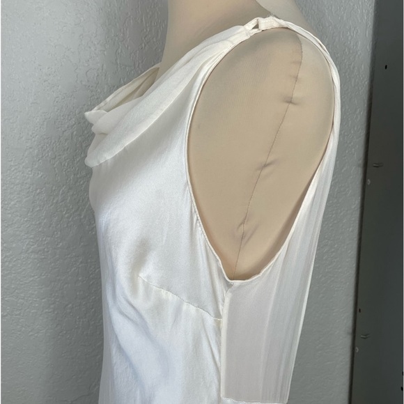 Vintage 90’s 100% Silk Slip Dress Silk Dress Cream White Cowl Prom Sheer - Picture 8 of 10